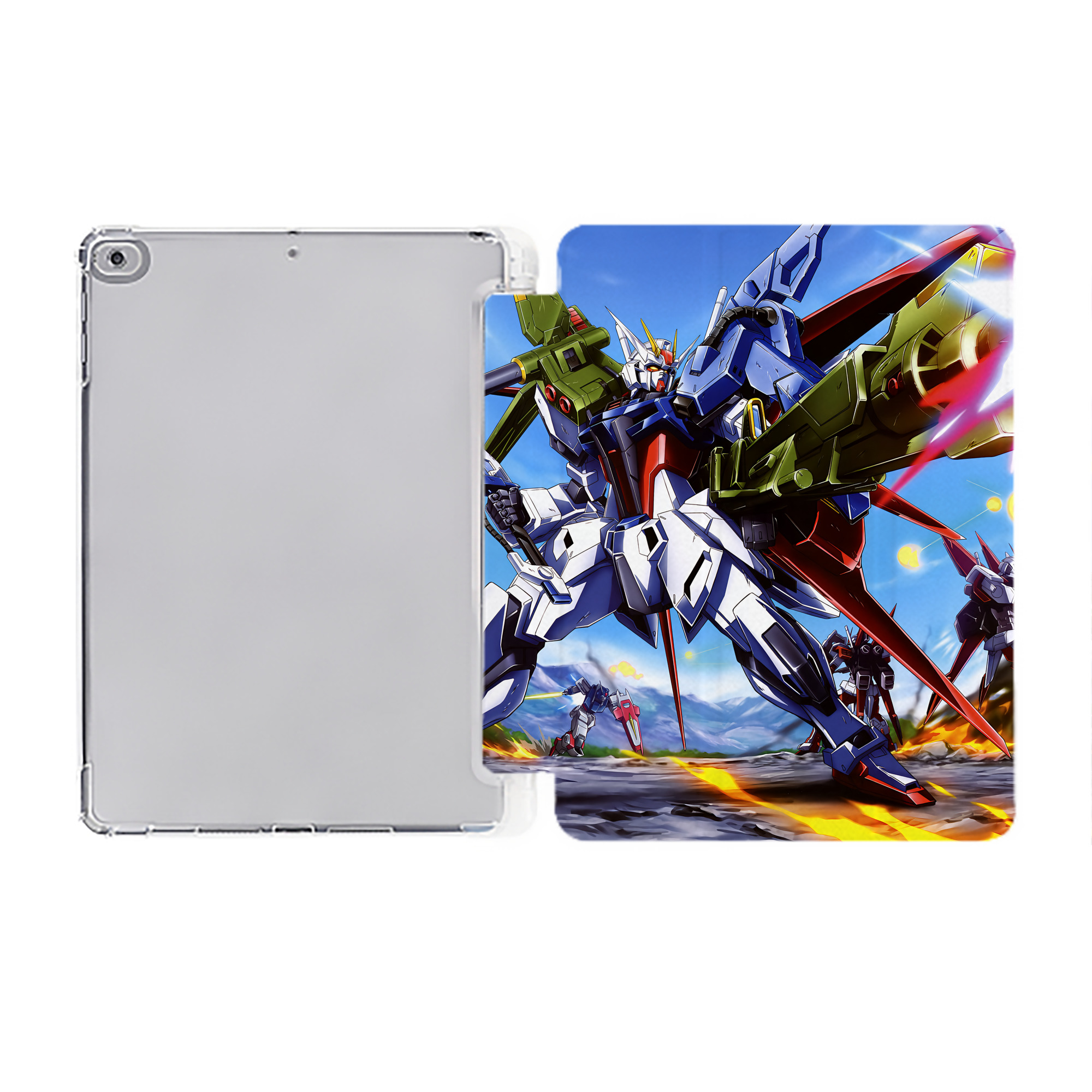 （画像用） 機動戦士ガンダム Mobile Suit Gundam IPad ケース ペン収納付き 三つ折りスタンド PUレザー×シリコン 対応機種9.5/10.5/10.9インチ